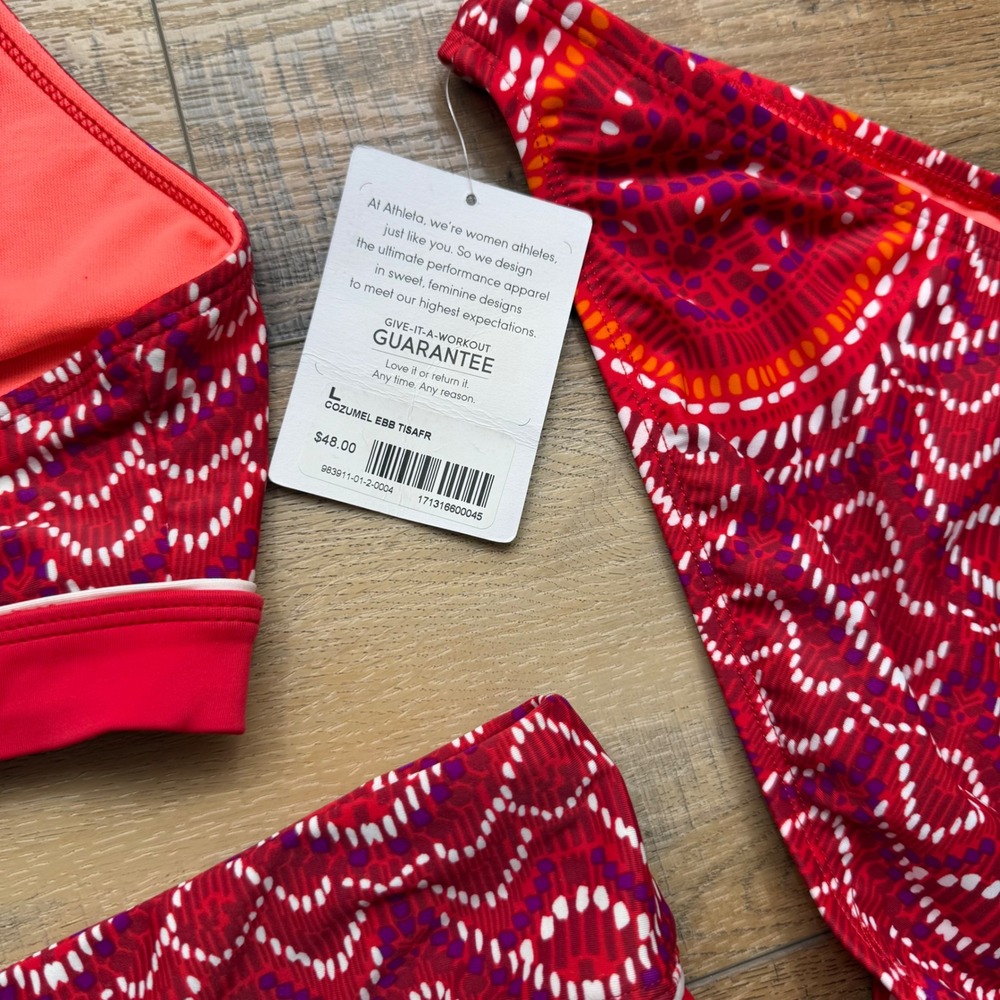 Athleta 3-piece Racer Back Top Bikini Bottom Boy Shorts Bottom Swim Suit Large - Picture 6 of 10